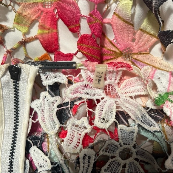 Elie Tahari Women’s Pink and Green Size 4 Sleeveless Sundress Lined Embroidered - Picture 8 of 13